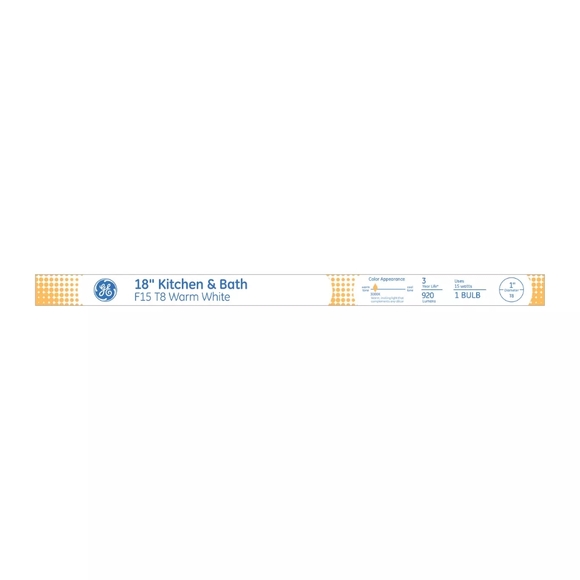 NEW GE 18" Kitchen & Bath 15W Warm White F15 T8 Light Bulb F15T8/KB 21326 3 Pack - Picture 3 of 4